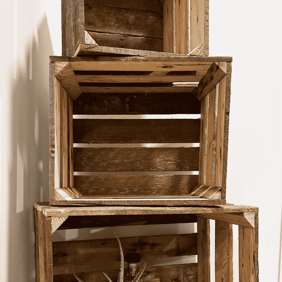 Rustic Wooden Crates Reclaimed Barn Wood Storage Boxes - Set of 3 ...