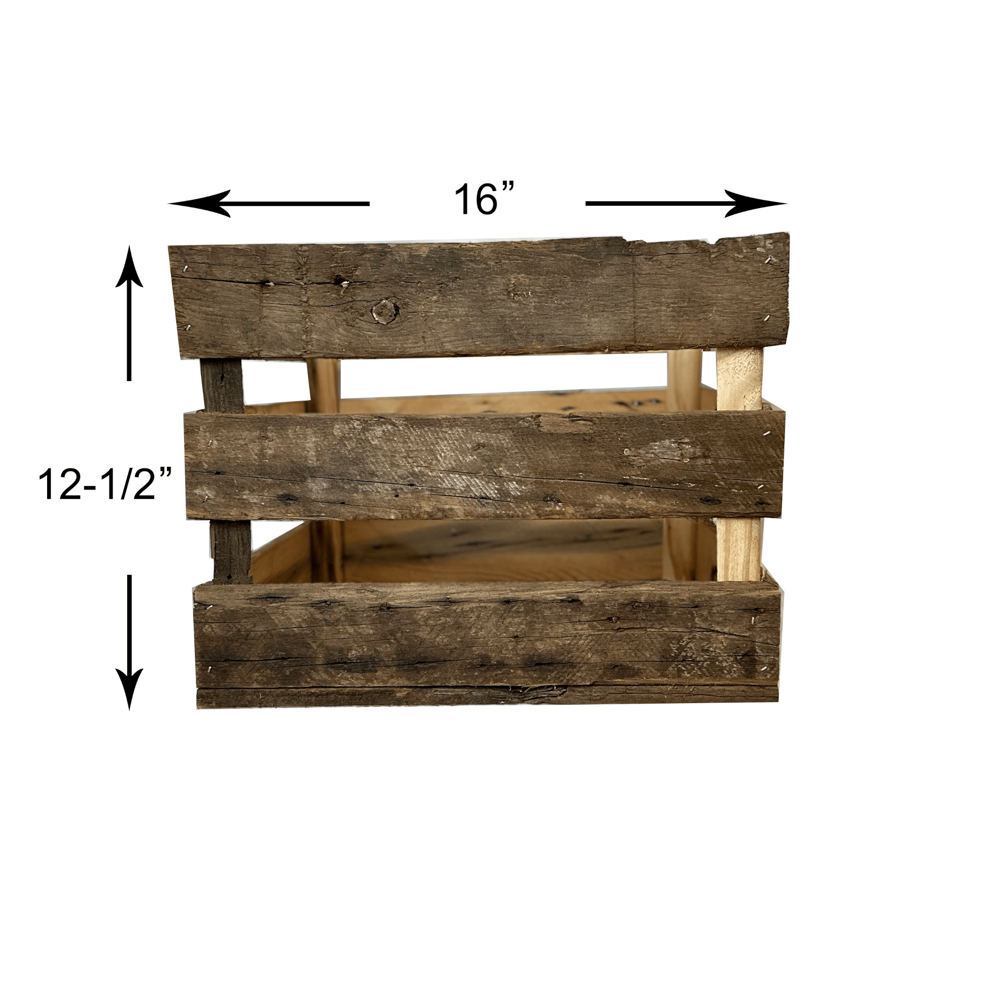 Rustic Wooden Crates Reclaimed Barn Wood Storage Boxes - Set of 3 medium dimensions
