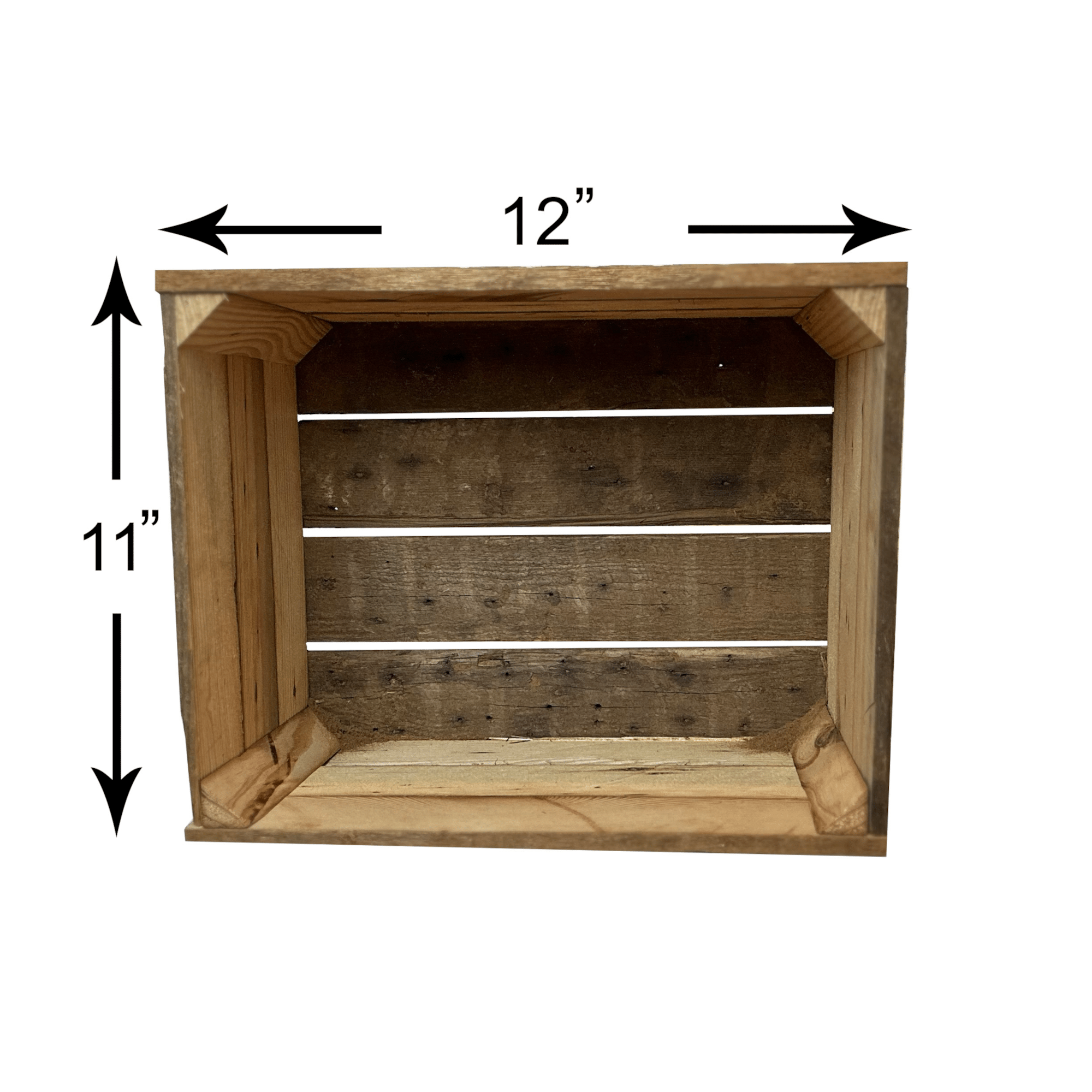 Rustic Wooden Crates Reclaimed Barn Wood Storage Boxes - Set of 3 medium dimensions 2