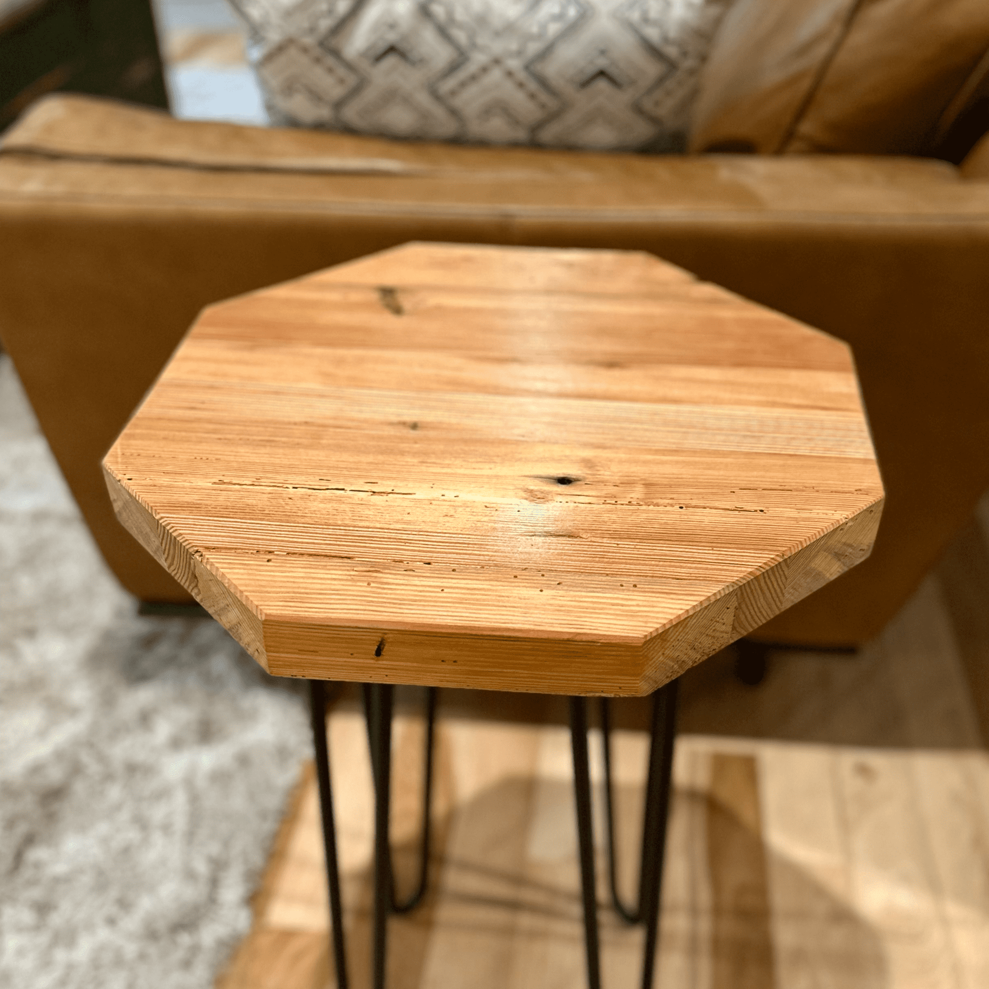Octagonal Timber Table Reclaimed Wood Hairpin Leg Table - Octagonal – Modern Timber Craft