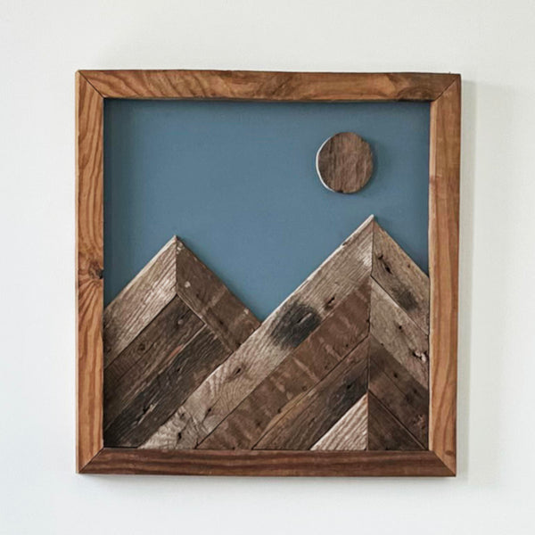 Shops Reclaimed Wood Mountain Wall Art: Black Walnut With Moon