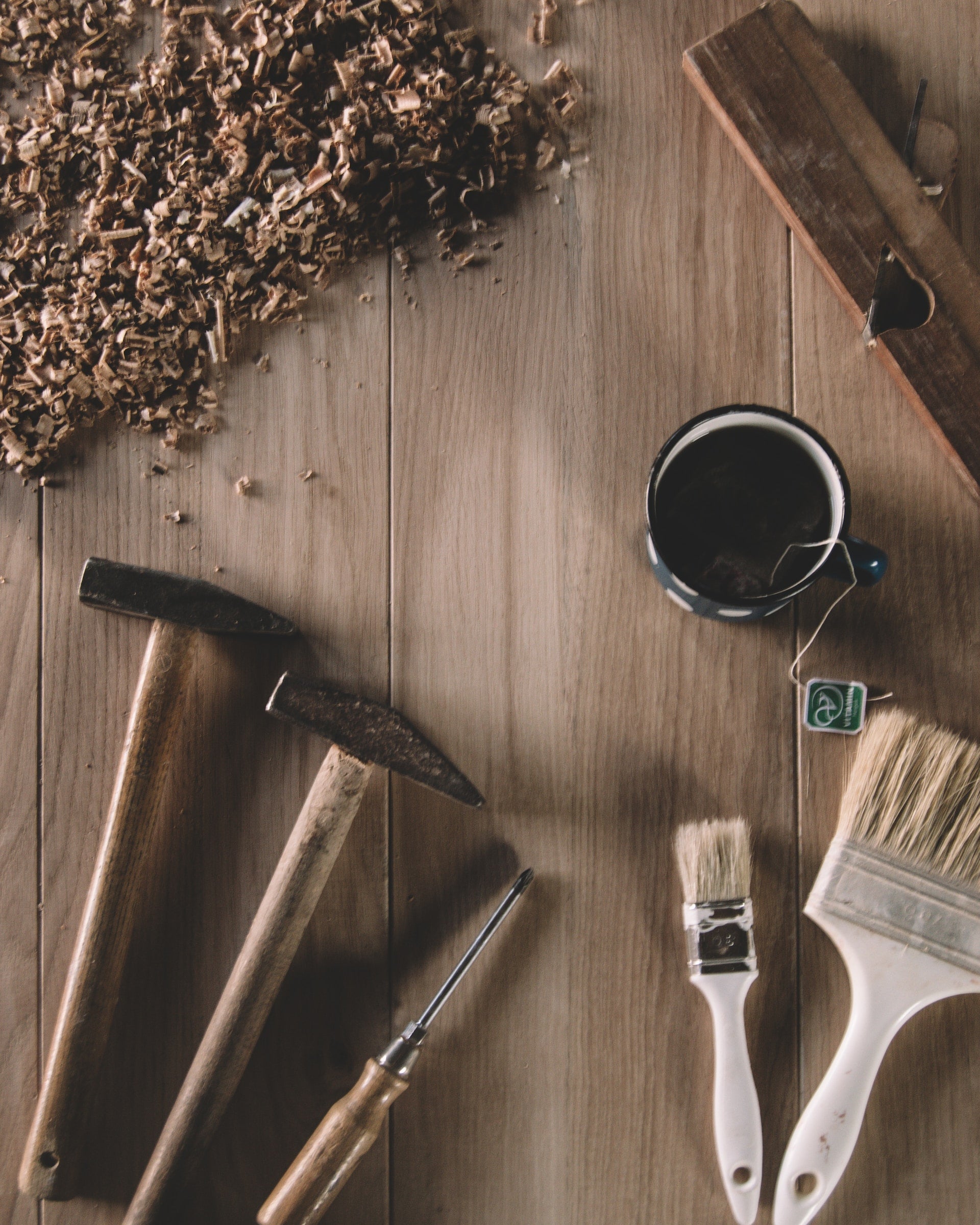 wood working tools on wooden table withs